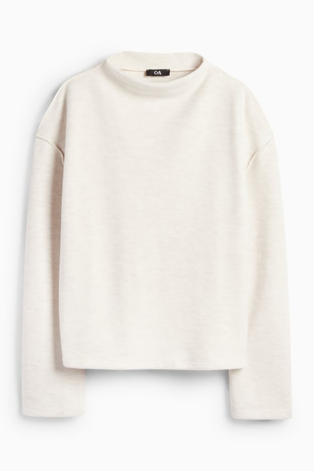 Women - Sweatshirt - ribbed - white-melange