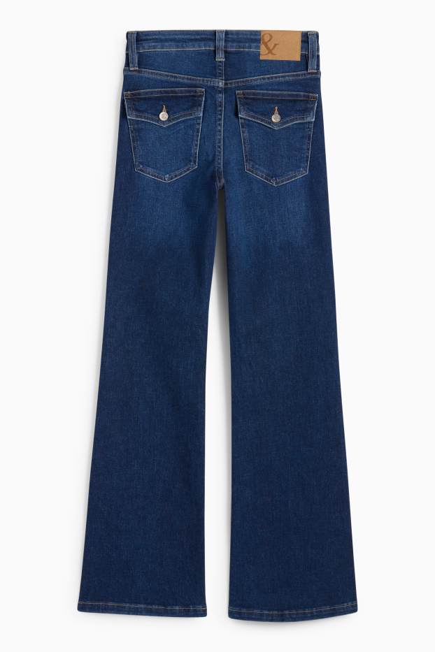 Femei - Flared jeans - talie medie - LYCRA® - denim-albastru