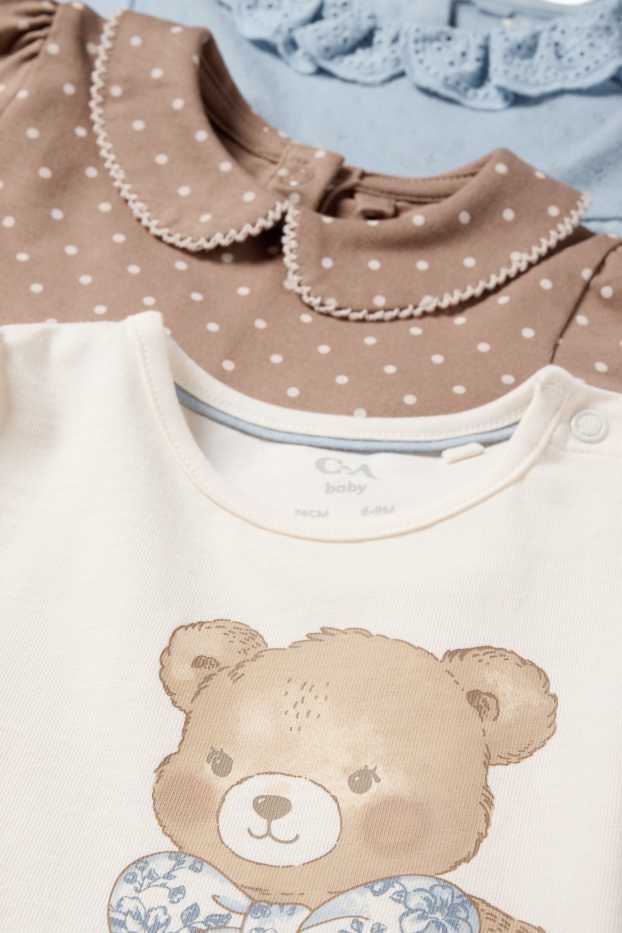 Bebeluși - fete - Multipack 3 buc. - ursuleț de pluș - tricou cu mânecă lungă bebeluși - maro
