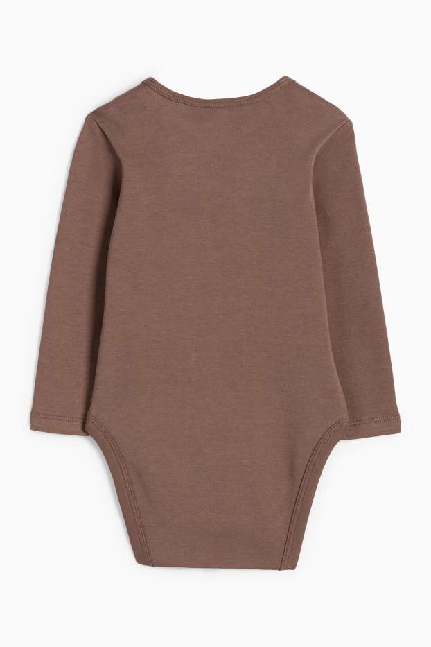 Unisex - Lup și bufniță - body bebeluși - maro închis