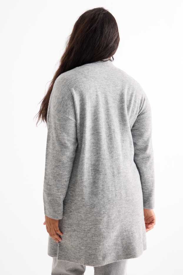 Femei - Cardigan tricotat lung - gri