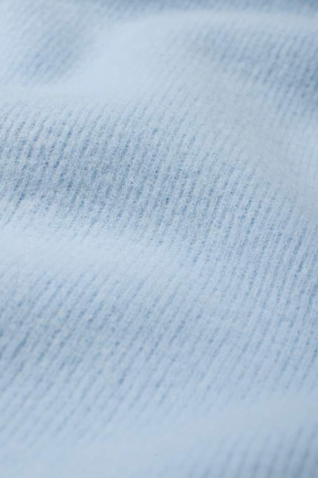 Women - Sweatshirt - ribbed - light blue