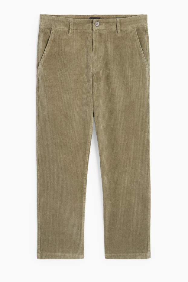 Bărbați - Chino din catifea reiată - regular fit - kaki