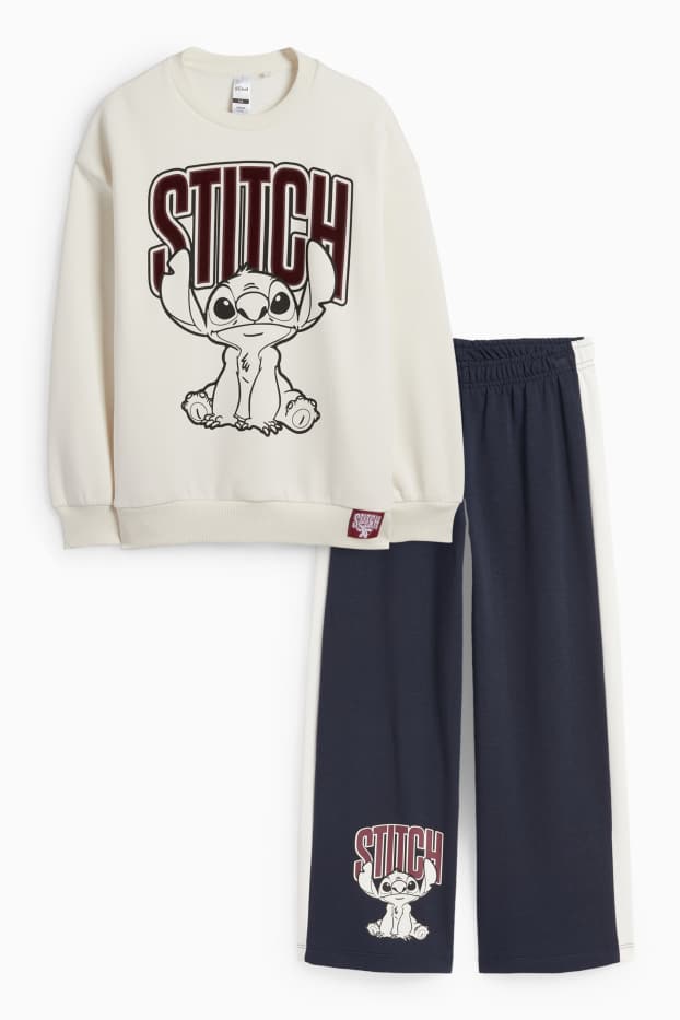 Copii - Fete - Lilo & Stitch - set - bluză de molton și pantaloni de trening - 2 piese - alb