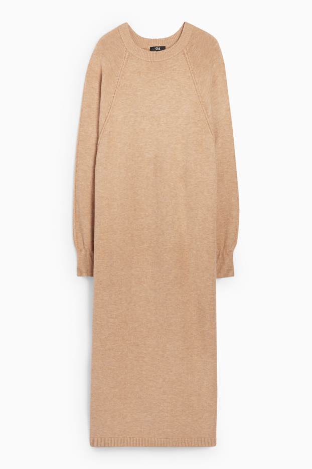 Femei - Rochie din tricot - straight fit - bej