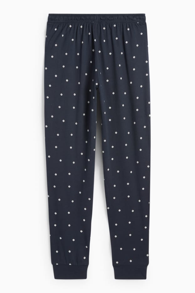 Femei - Pantaloni de pijama - cu flori - albastru închis