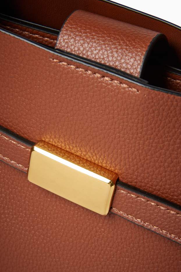 Femei - Geantă shopper mare cu curea detașabilă - imitație de piele - maro deschis