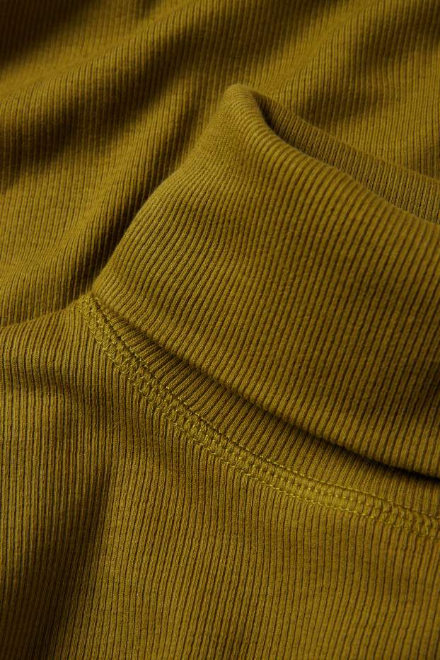 Damen - Rollkragenshirt - gerippt - dunkelgrün