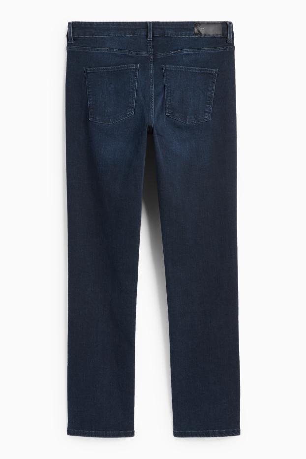Femei - Straight jeans - talie medie - LYCRA® - denim-albastru închis