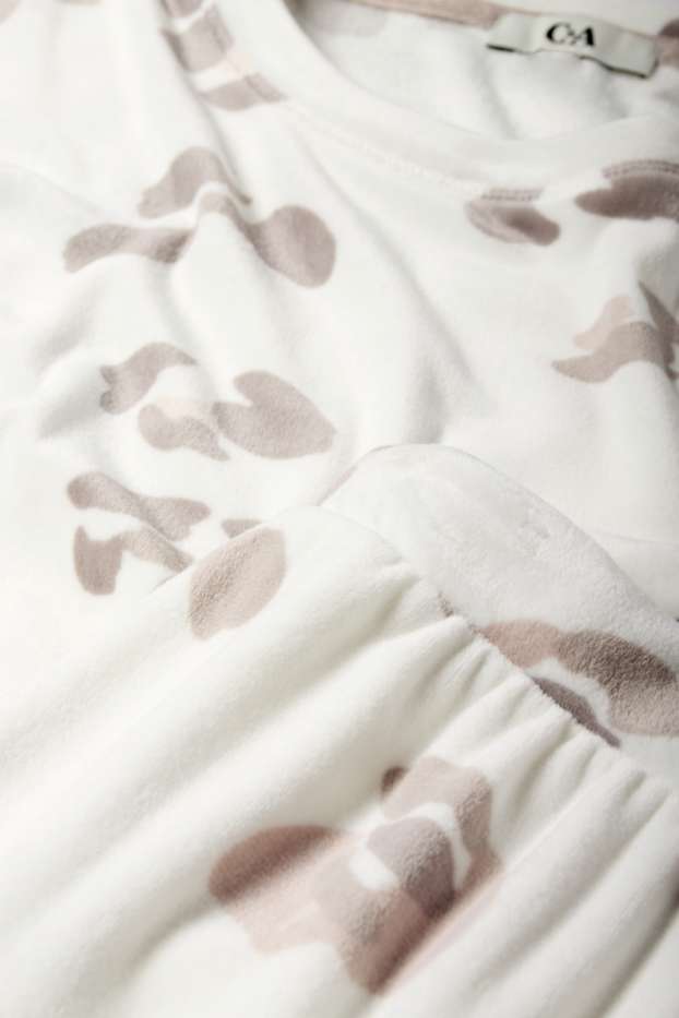 Femei - Pijama de iarnă - imprimeu de leopard - alb