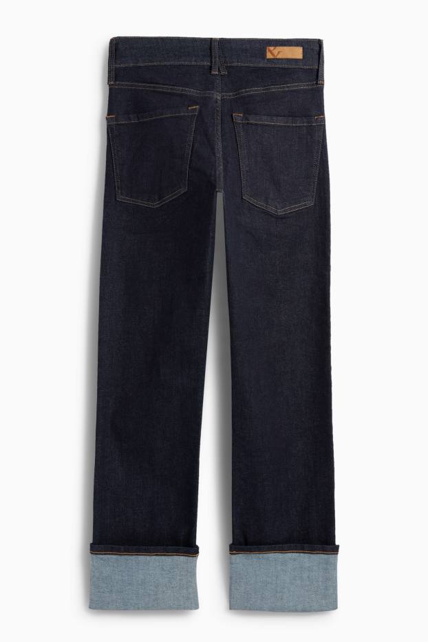 Femei - Straight jeans - talie medie - LYCRA® - denim-albastru închis