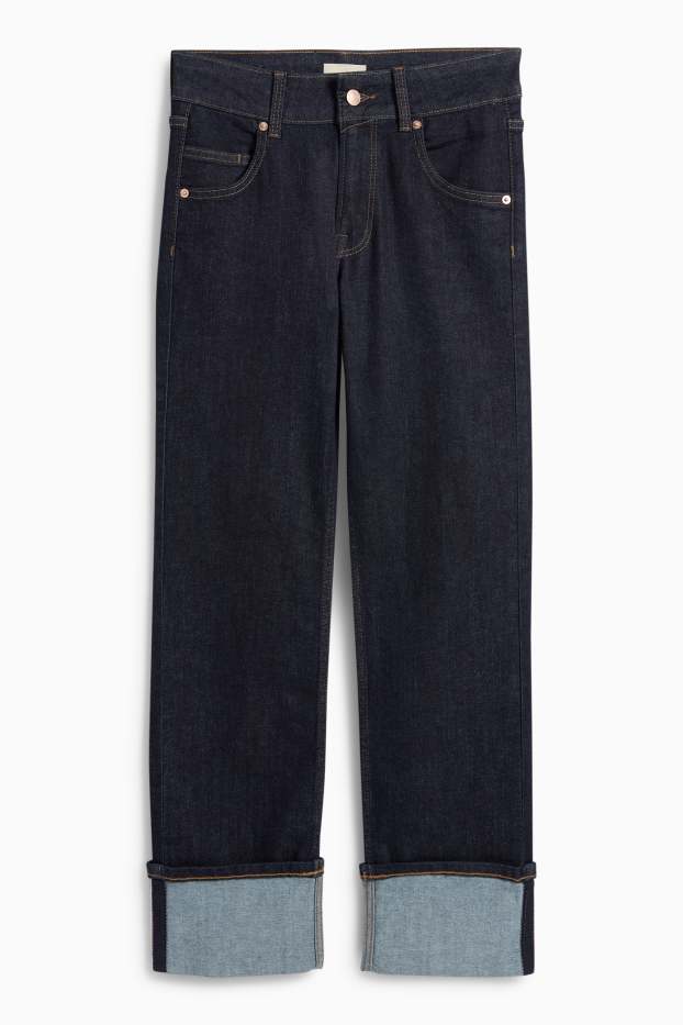 Femei - Straight jeans - talie medie - LYCRA® - denim-albastru închis