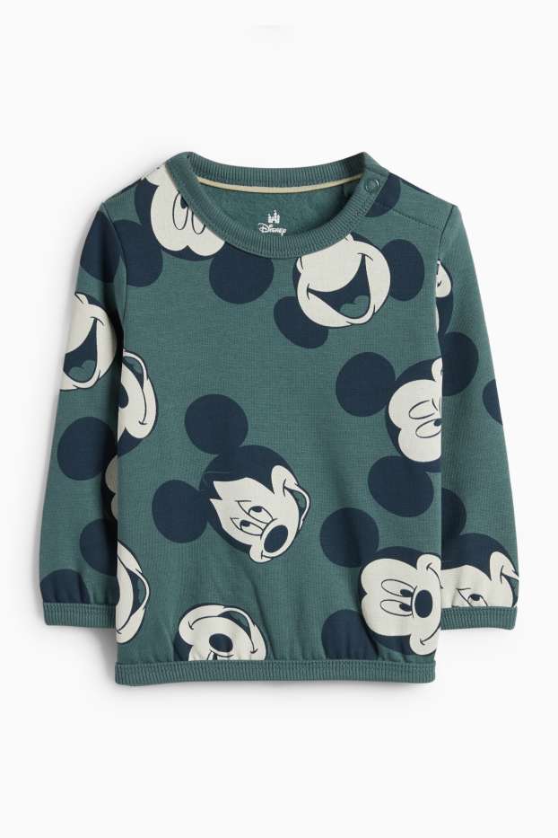 Bebeluși - băieți - Mickey Mouse - compleu bebeluși - 2 piese - verde închis