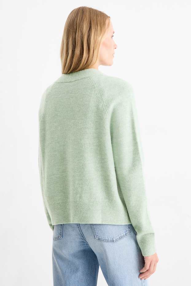 Femei - Cardigan tricotat - verde mentă