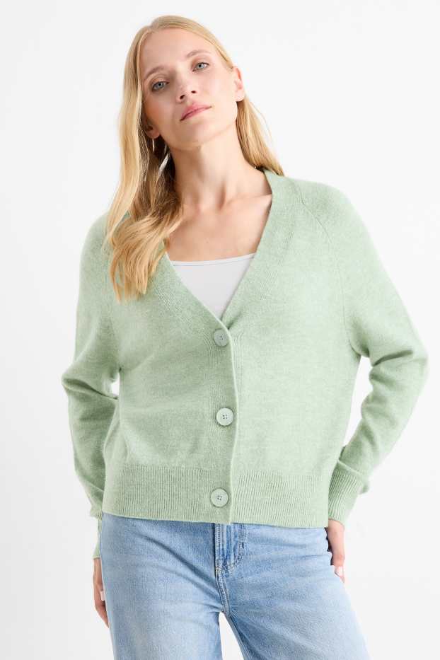 Femei - Cardigan tricotat - verde mentă