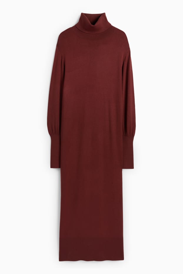 Femei - Rochie din tricot - straight fit - bordo