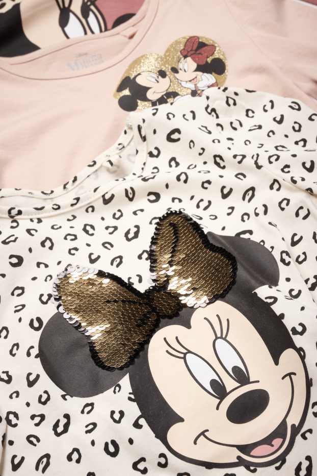 Copii - Fete - Multipack 3 buc. - Minnie Mouse - tricou cu mânecă lungă - aspect lucios - alb-crem