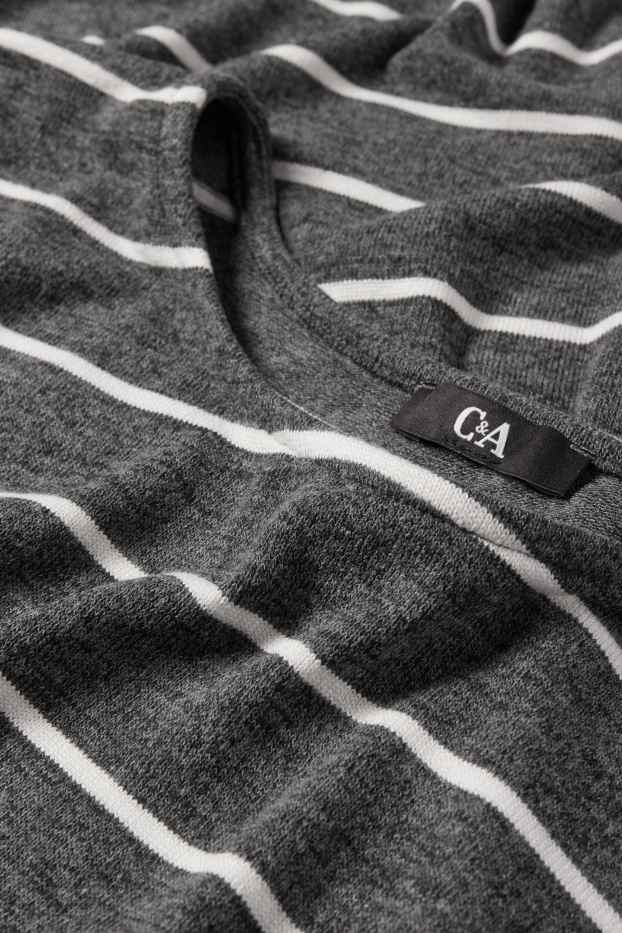 Femei - Tricou cu mânecă lungă - relaxed fit - cu dungi - gri închis / alb
