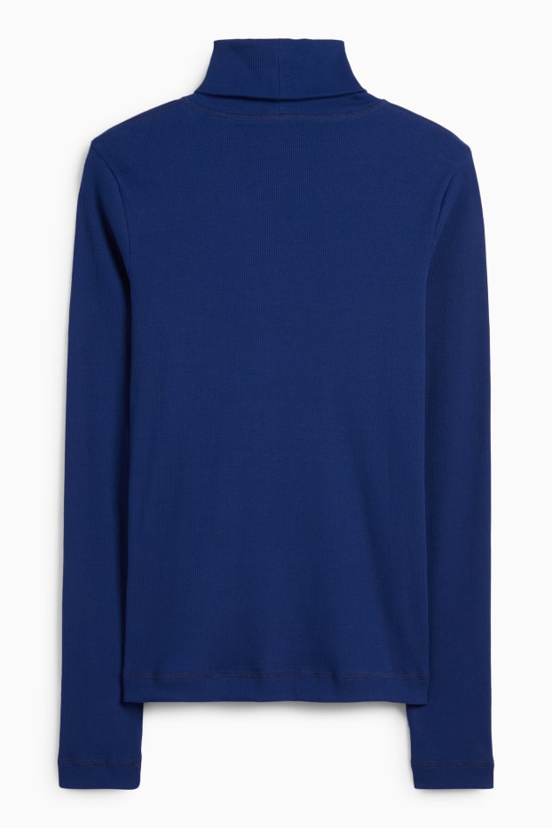 Damen - Rollkragenshirt - gerippt - dunkelblau