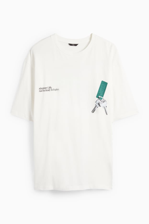 Bărbați - Tricou - supradimensionat - alb
