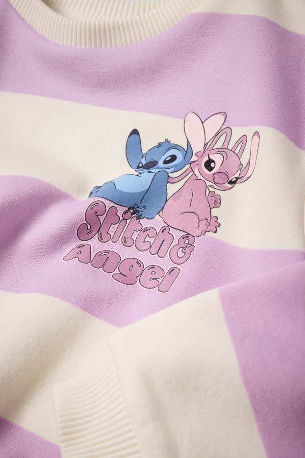 Copii - Fete - Lilo & Stitch - bluză de molton - cu dungi - violet deschis