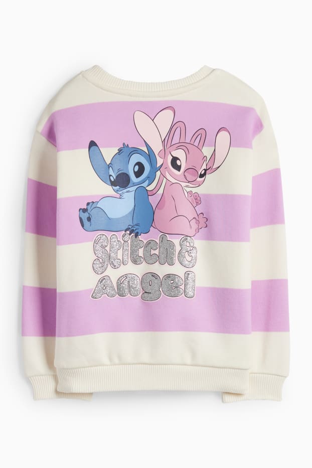 Copii - Fete - Lilo & Stitch - bluză de molton - cu dungi - violet deschis