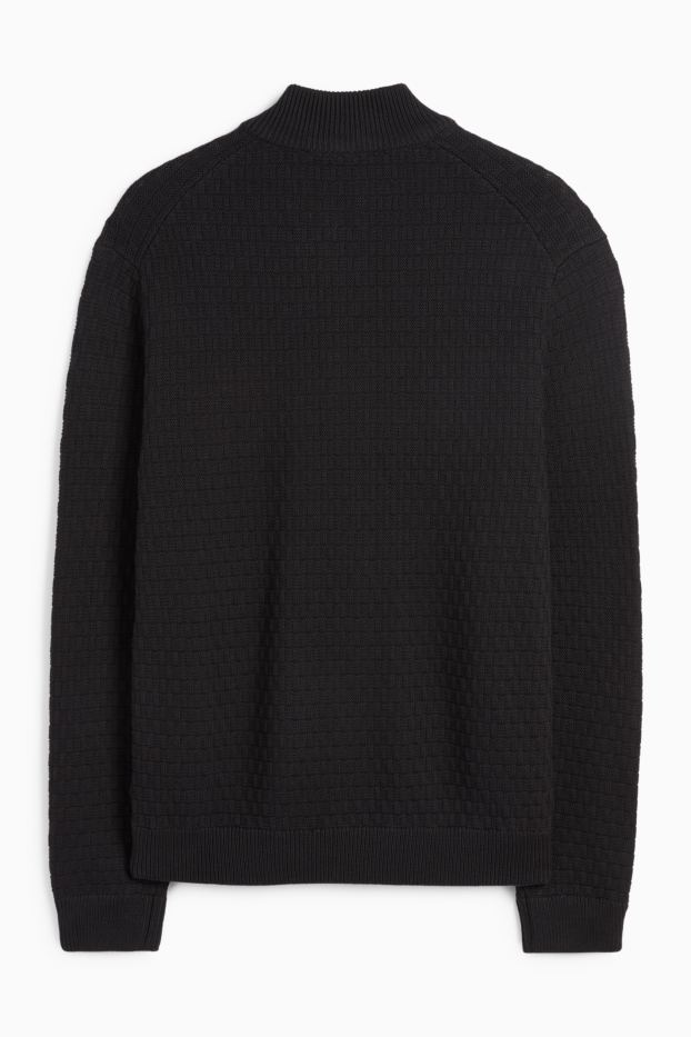 Bărbați - Cardigan tricotat - structurat - negru