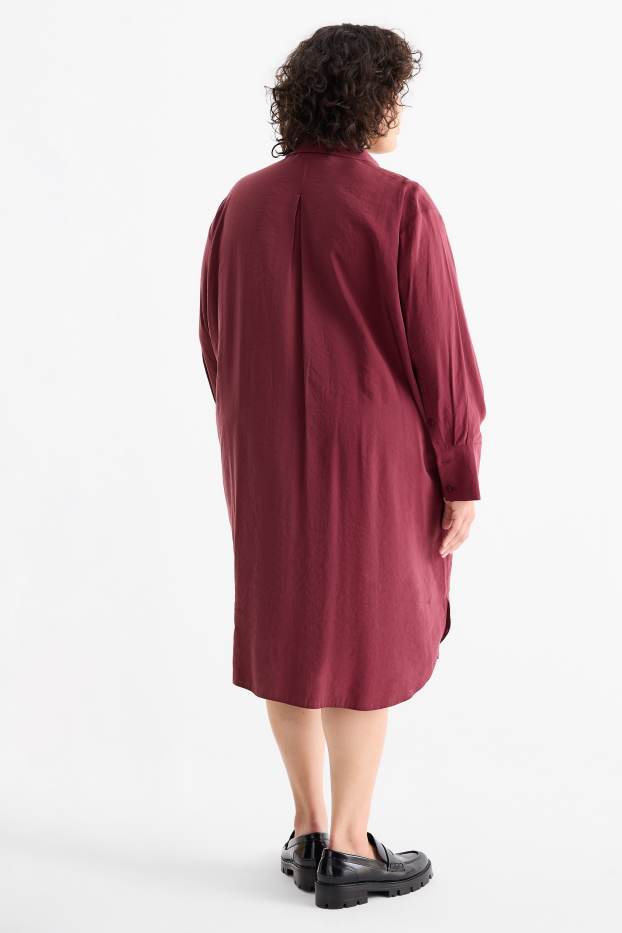 Femei - Rochie tip bluză - bordo