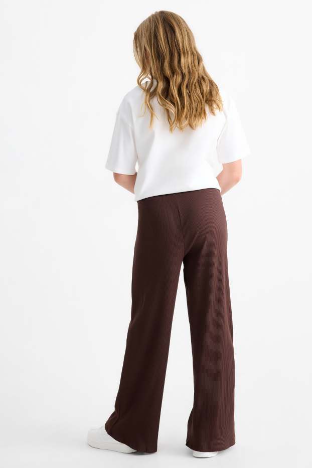 Copii - Fete - Multipack 2 perechi - colanți wide leg - reiați - negru