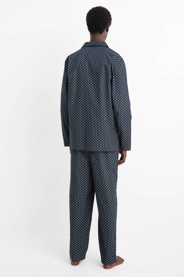 Bărbați - Pijama - print minimalist - albastru închis