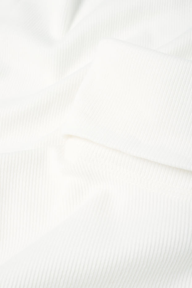 Damen - Rollkragenshirt - gerippt - weiß