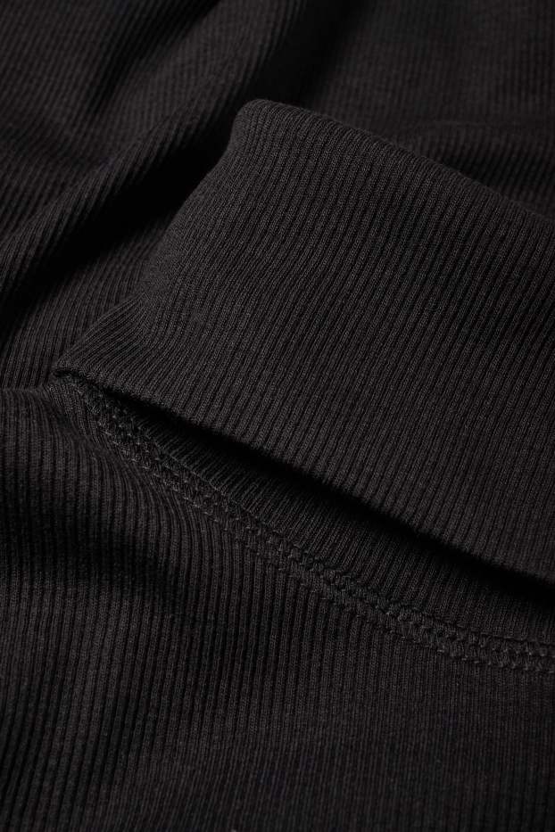 Damen - Rollkragenshirt - gerippt - schwarz