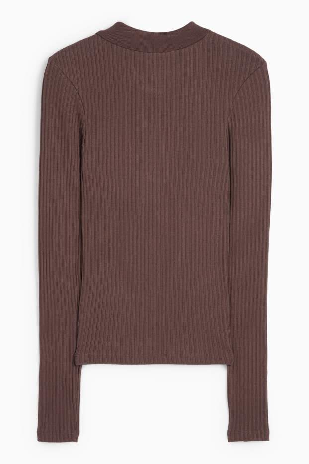 Femei - Tricou polo - slim fit - reiat - maro închis
