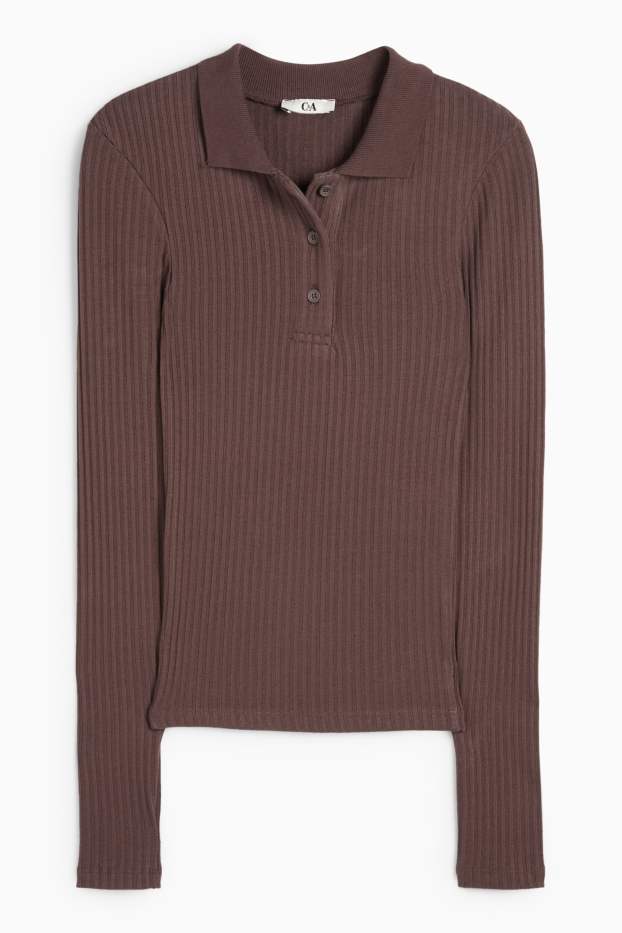 Femei - Tricou polo - slim fit - reiat - maro închis