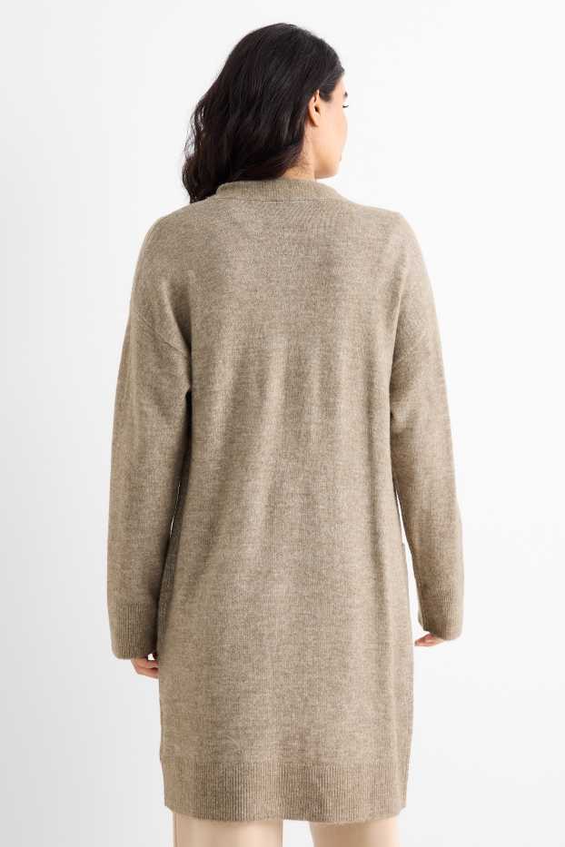 Femei - Cardigan tricotat lung - verde