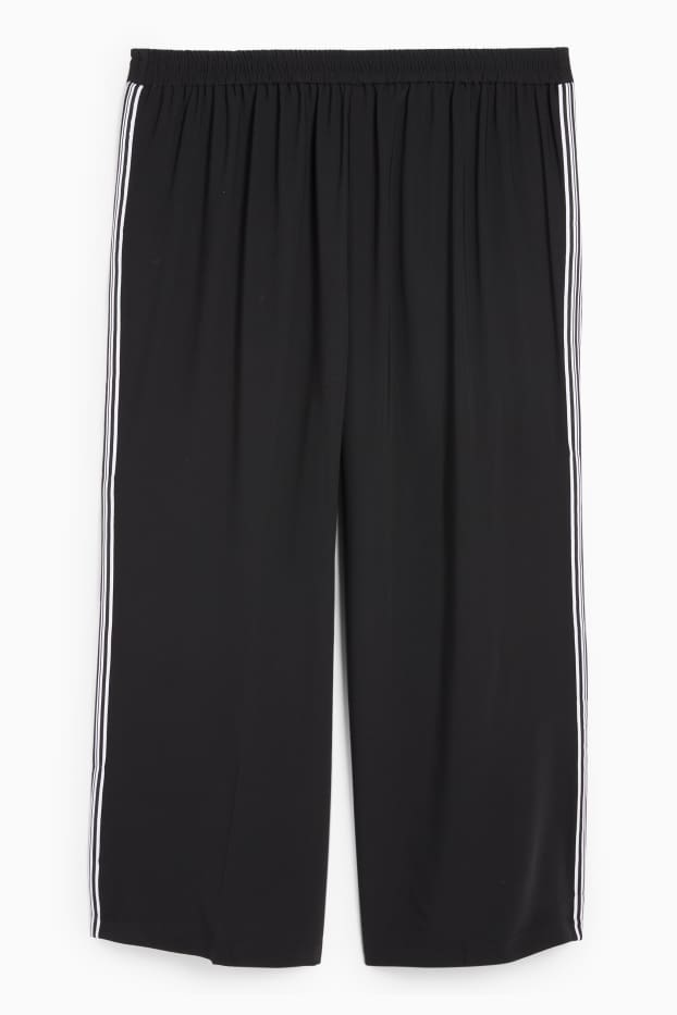 Femei - Pantaloni de stofă - talie medie - wide leg - negru