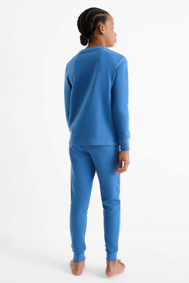 Copii - Băieți - Lup - pijama - 2 piese - reiată - albastru