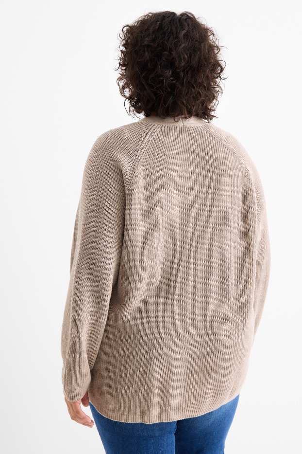 Femei - Cardigan tricotat - reiat - taupe
