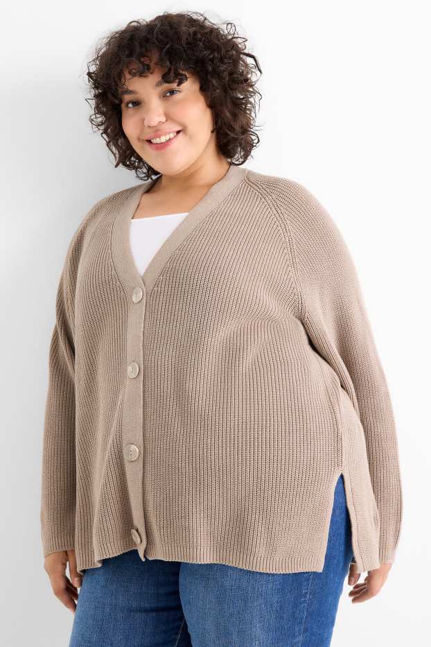 Femei - Cardigan tricotat - reiat - taupe