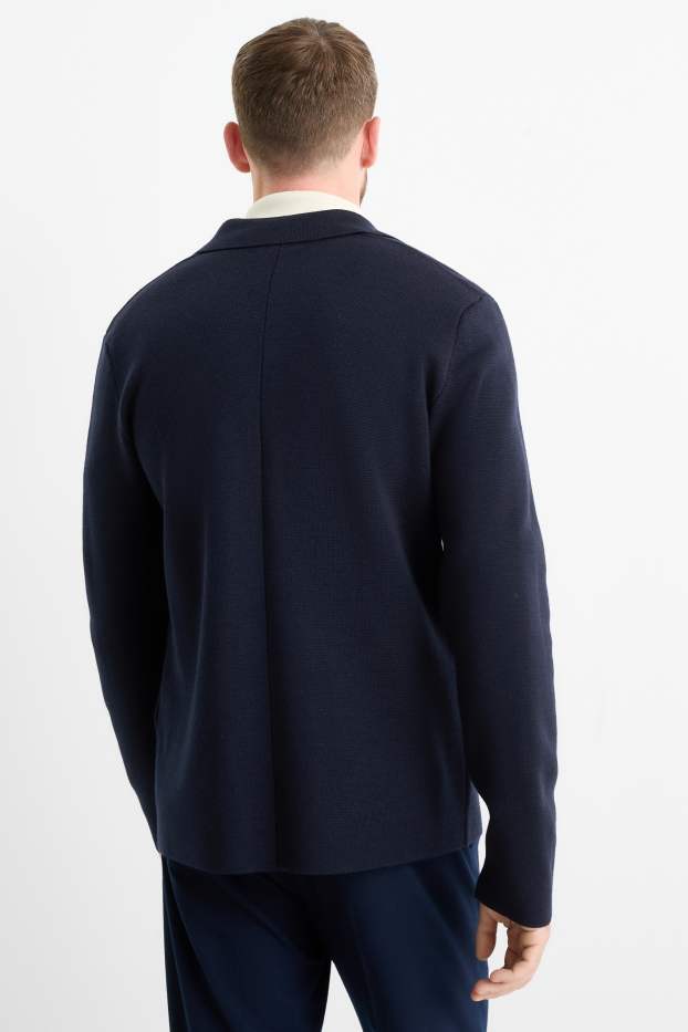 Bărbați - Sacou din tricot fin - regular fit - albastru închis