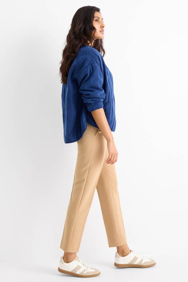 Women - Cloth trousers - high waist - tapered fit - beige
