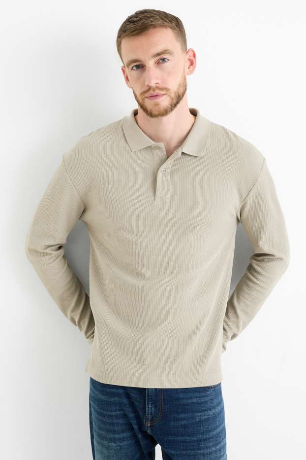 Bărbați - Tricou polo - regular fit - structurat - bej deschis