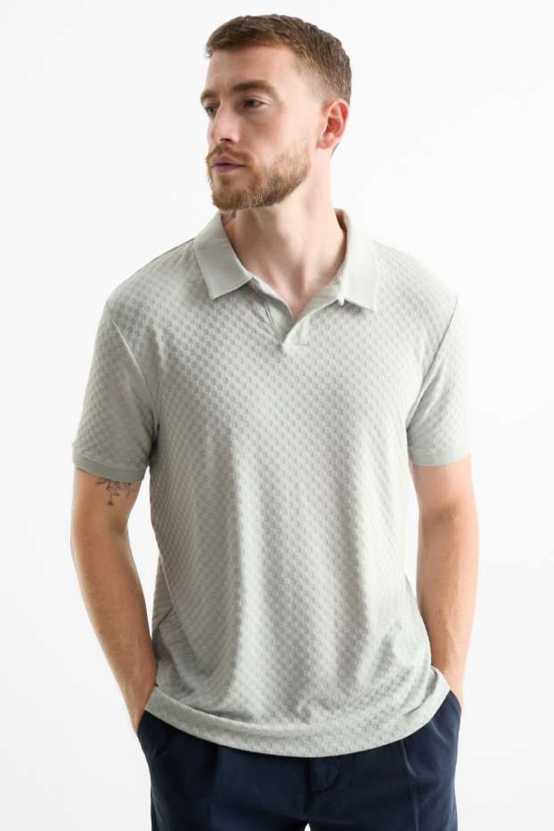 Bărbați - Tricou polo - regular fit - structurat - verde mentă