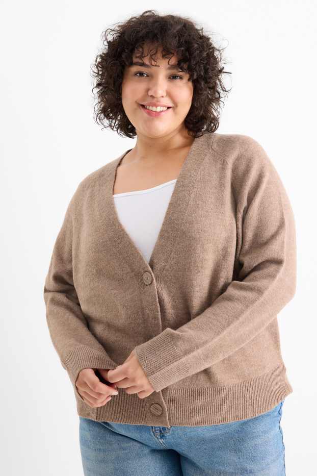 Femei - Cardigan tricotat - maro deschis