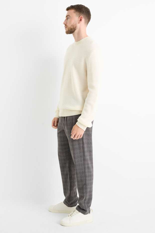 Bărbați - Chino - tapered fit - în carouri - gri închis