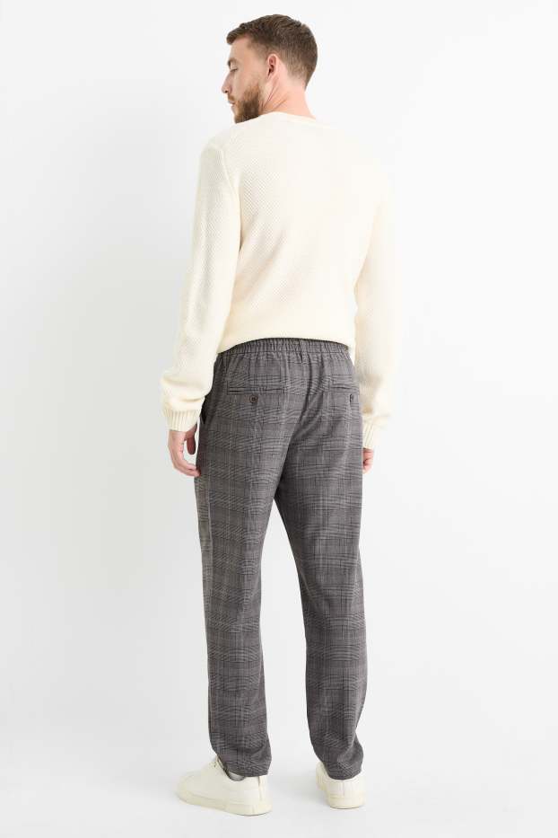 Bărbați - Chino - tapered fit - în carouri - gri închis