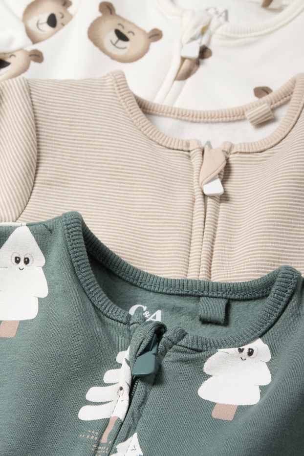 Bebeluși - băieți - Multipack 3 buc. - brad și ursuleț - pijama salopetă bebeluși - verde