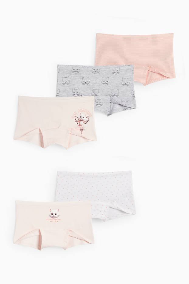 Children Girls - Multipack of 5 - cat - shorts - rose
