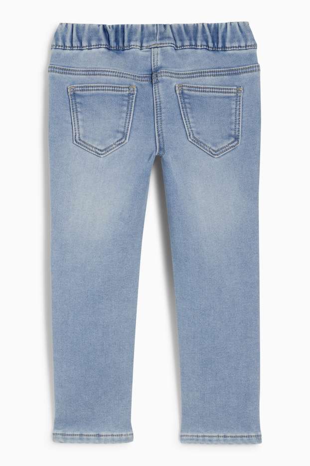 Copii - Fete - Floare - skinny jeans - jeans termoizolanți - denim-albastru deschis