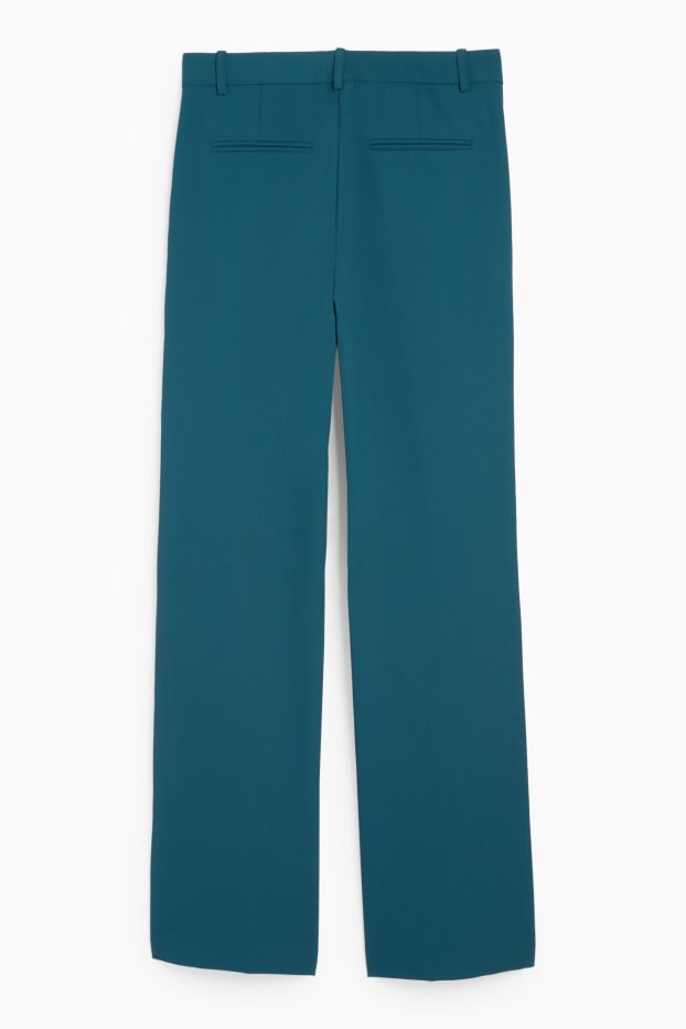Femei - Pantaloni office - talie medie - wide leg - petrol